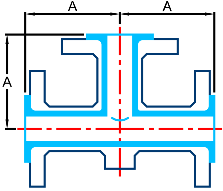 PFA lined equal tee with DIN PN10/16 flanges for use with corrosive acids