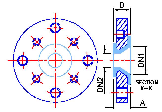 PFA and PTFE lined reducing plates / flanges