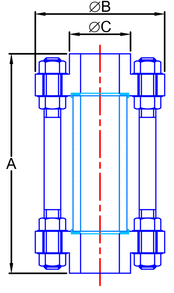 Tubular sight glass with boroilicate glass tube