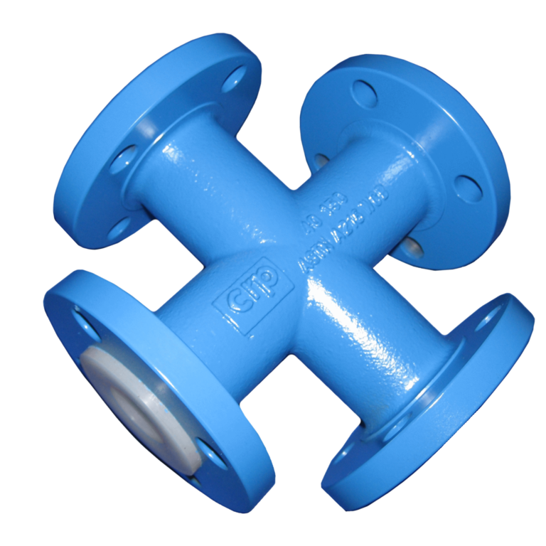 PFA lined cross ASME 150 for use with acids and other corrosive media