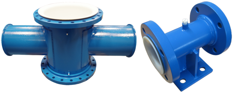 PTFE lined piping with trunnions and support feet