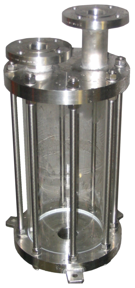 Azeotropic Separation Vessel with PFA lined flanges and Borosilicate Glass Tube for Clear Viewing