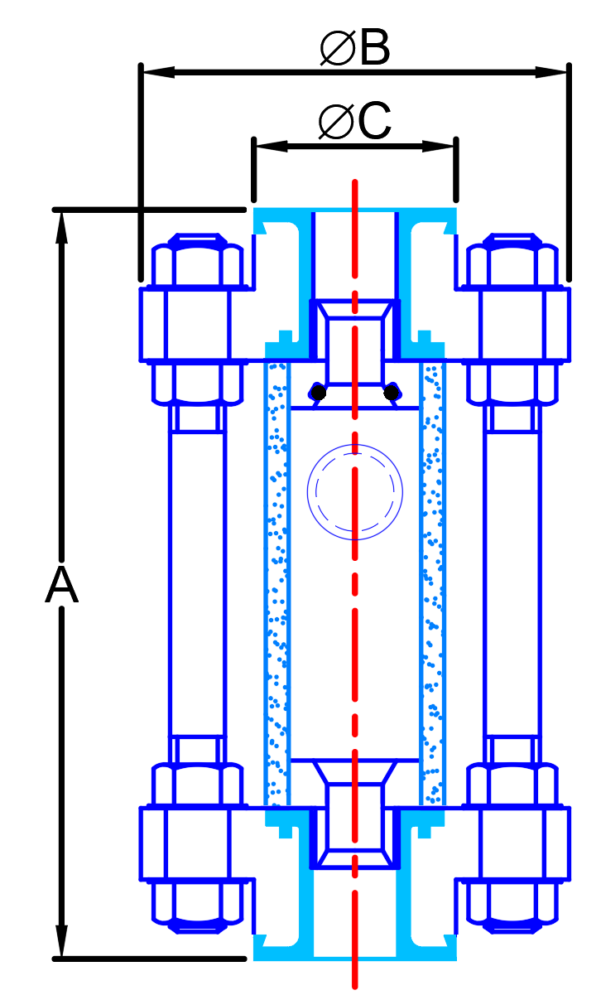 Tubular sightglass with floating hollow PTFE ball to prevent liquid entering vacuum pumps