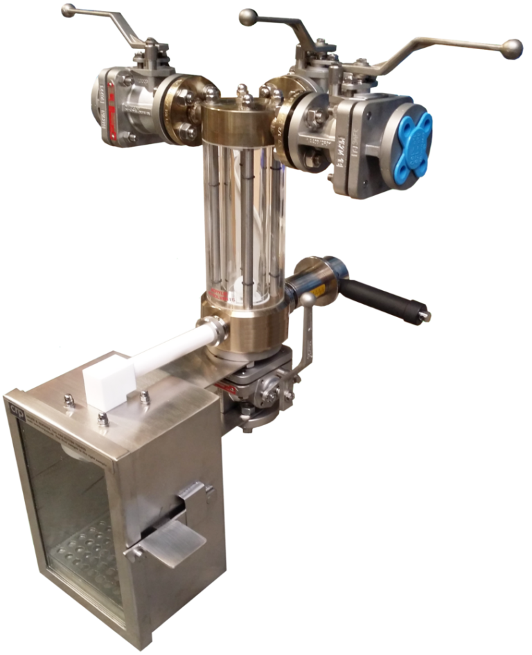 Chemical sampler to fit to a dip pipe in a vessel