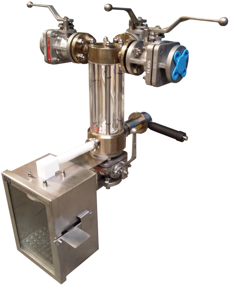 Chemical sampler to fit to a dip pipe in a vessel