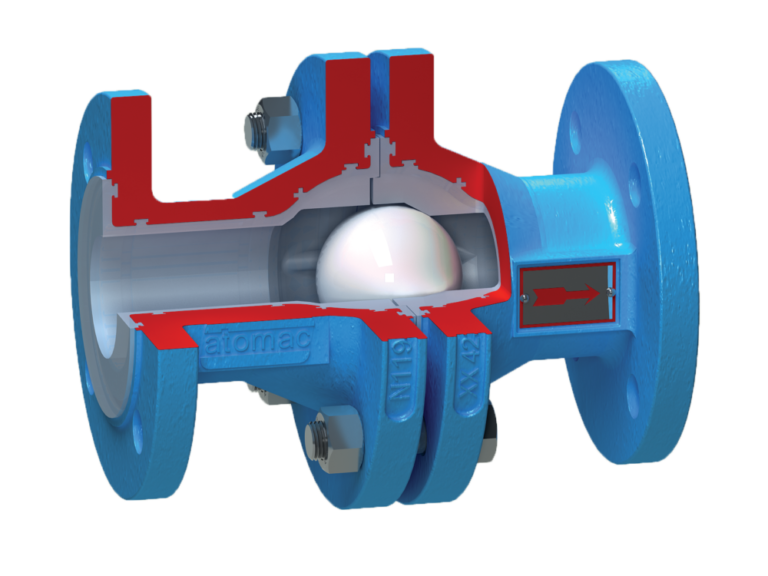 Atomac ARV2 PFA lined ductile iron Ball Check Valve